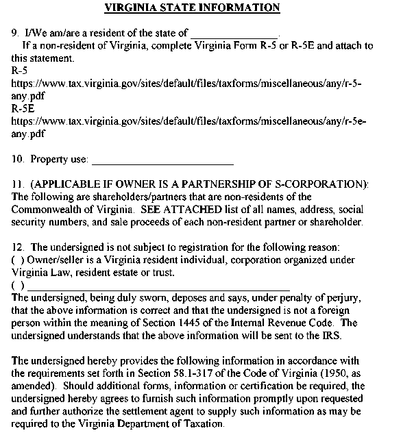 Appendix 1214 Virginia Nonforeign Affidavit for 1099s Chapter 12